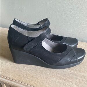 Abeo Black Mary Jane Wedge Shoes